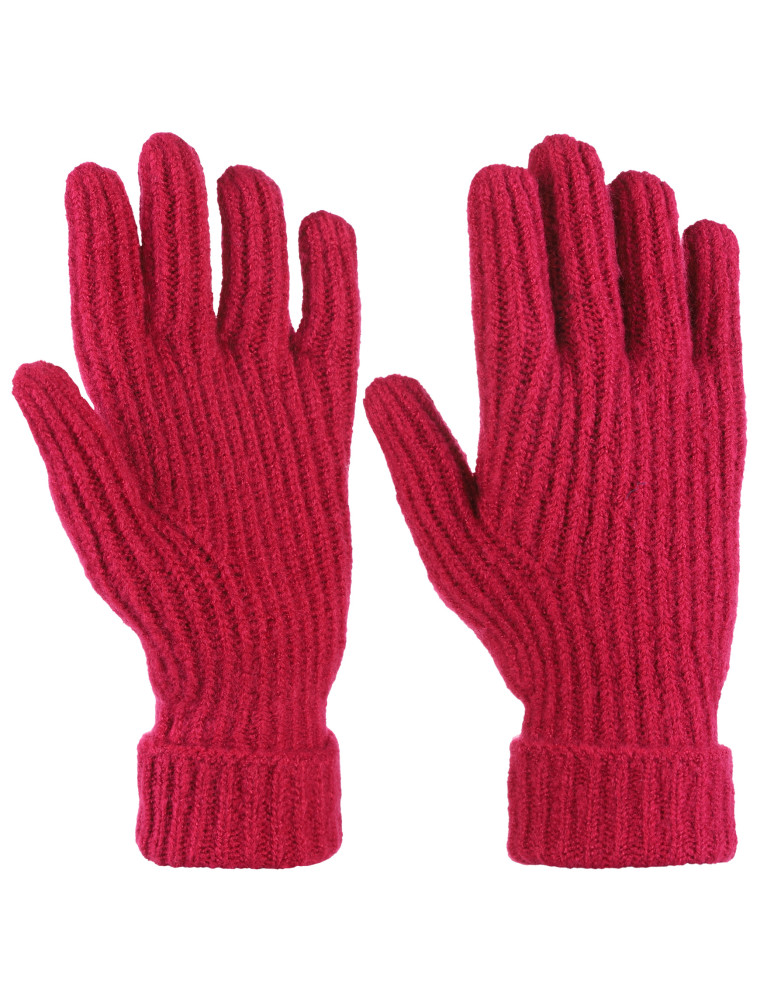 Rękawiczki - Rękawiczki damskie dzianinowe z prążkowaną strukturą RÓŻOWY - produkt moraj.pl 1