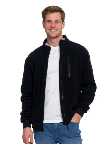 Odzież wierzchnia - Polar męski zapinany na zamek ze stójką i kieszeniami CZARNY - produkt 6