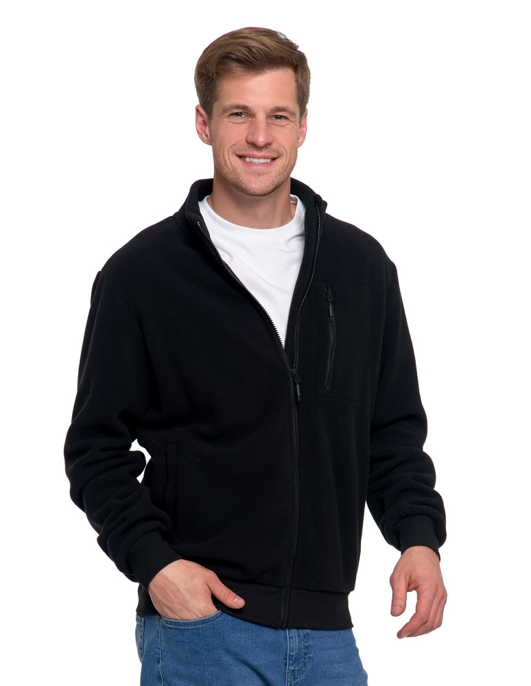 Odzież wierzchnia - Polar męski zapinany na zamek ze stójką i kieszeniami CZARNY - produkt moraj.pl 4