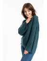 Damski sweter luźny z szerokimi rękawami CIEMNY ZIELONY