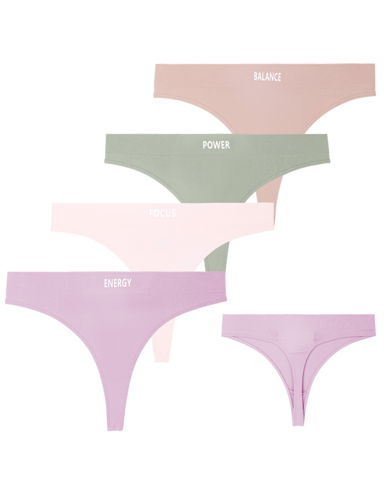 STRINGI - Majtki damskie stringi z szerokim pasem 4-pak WIELOKOLOROWY - produkt moraj.pl 1