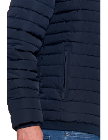 Odzież wierzchnia - Męska kurtka pikowana z odpinanym kapturem GRANATOWY - produkt 4