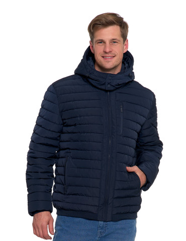 Odzież wierzchnia - Męska kurtka pikowana z odpinanym kapturem GRANATOWY - produkt 5