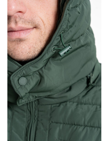 Odzież wierzchnia - Męska kurtka pikowana z odpinanym kapturem ZIELONY - produkt 11