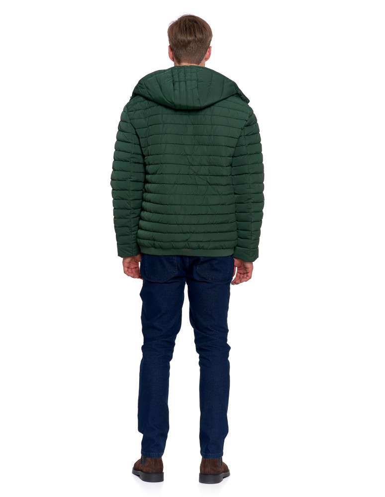 Odzież wierzchnia - Męska kurtka pikowana z odpinanym kapturem ZIELONY  - produkt moraj.pl 14