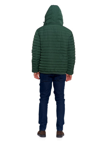 Odzież wierzchnia - Męska kurtka pikowana z odpinanym kapturem ZIELONY - produkt 17