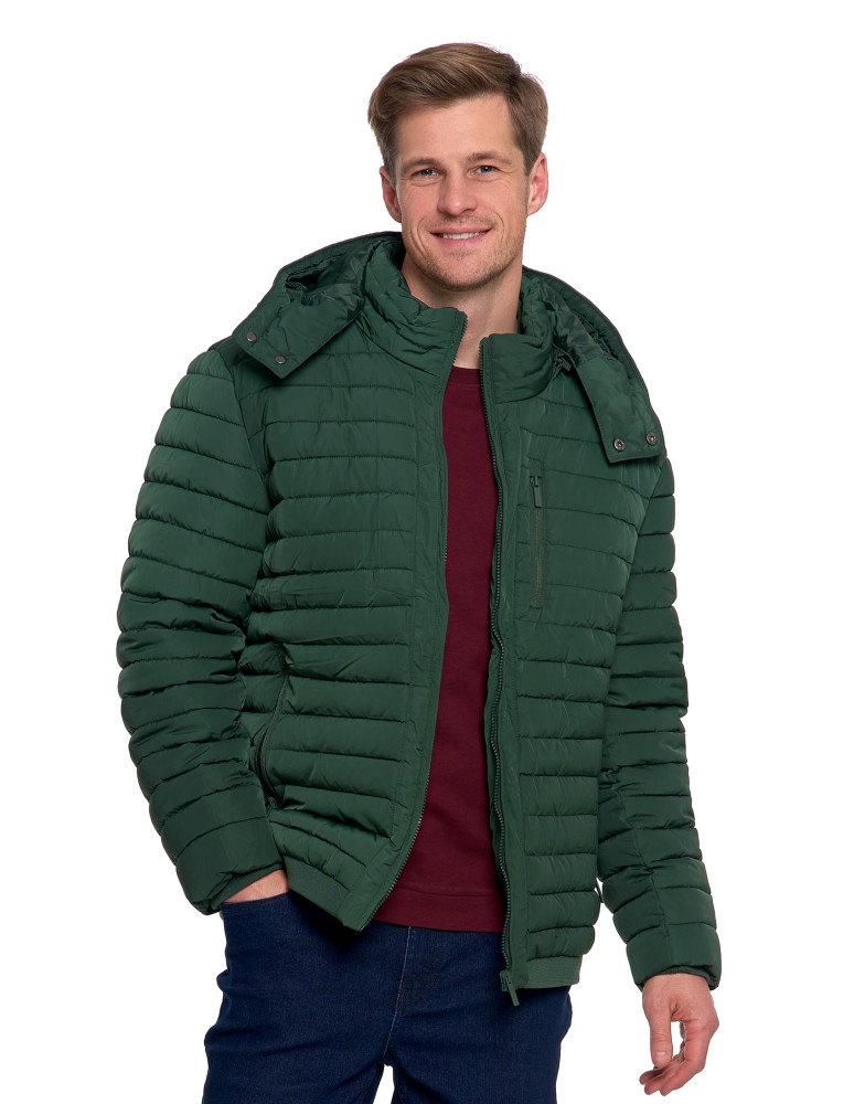 Odzież wierzchnia - Męska kurtka pikowana z odpinanym kapturem ZIELONY  - produkt moraj.pl 9
