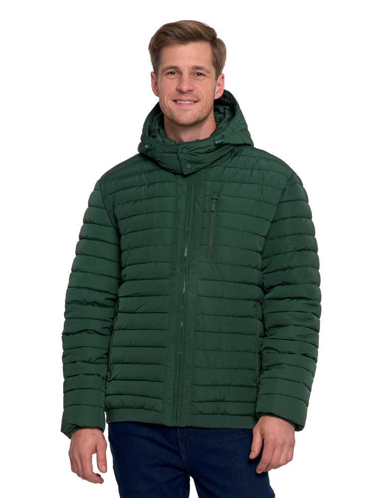 Odzież wierzchnia - Męska kurtka pikowana z odpinanym kapturem ZIELONY - produkt moraj.pl 1