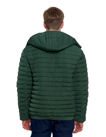 Odzież wierzchnia - Męska kurtka pikowana z odpinanym kapturem ZIELONY - produkt 2