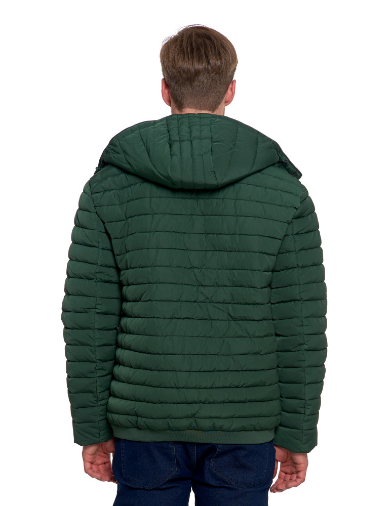 Odzież wierzchnia - Męska kurtka pikowana z odpinanym kapturem ZIELONY  - produkt moraj.pl 2