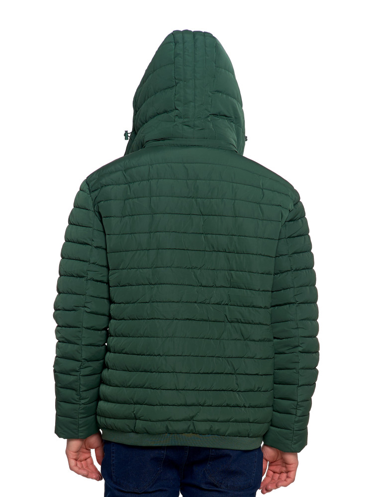 Odzież wierzchnia - Męska kurtka pikowana z odpinanym kapturem ZIELONY  - produkt moraj.pl 5