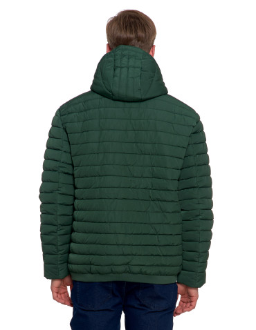 Odzież wierzchnia - Męska kurtka pikowana z odpinanym kapturem ZIELONY - produkt 7