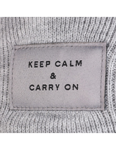 Czapki - Czapka damska beanie klasyczna z naszywką SZARY - produkt 2