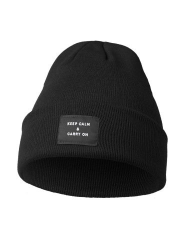 Czapka damska beanie klasyczna z naszywką