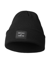 Czapka damska beanie klasyczna z naszywką