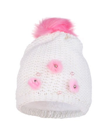 Czapka dziecięca zimowa z pomponem i ozdobami