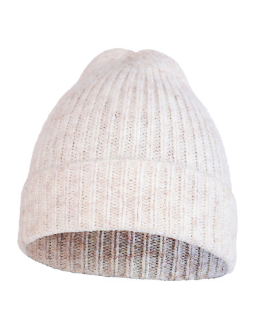 Czapki i opaski - Czapka damska na zimę z domieszką wełny BEŻOWY - produkt 2