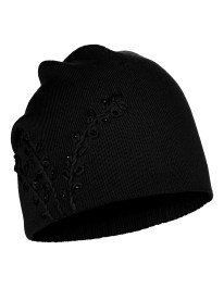 Czapka damska z haftem i połyskującymi zdobieniami