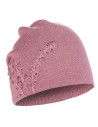 Czapka damska z haftem i połyskującymi zdobieniami RÓŻOWY
