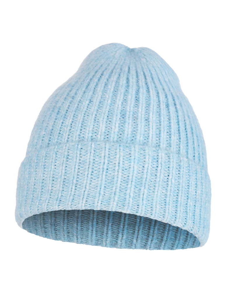 Czapka damska na zimę z domieszką wełny NIEBIESKI