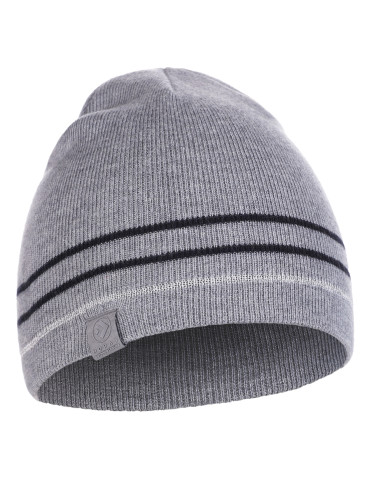 CZAPKI - Czapka męska zimowa z przędzą odblaskową i wełną merino SZARY - produkt 1