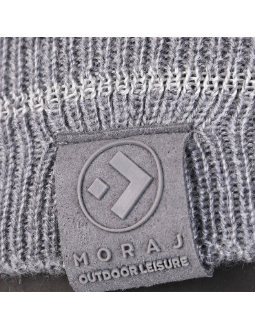 CZAPKI - Czapka męska zimowa z przędzą odblaskową i wełną merino SZARY - produkt 2