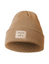 Czapka damska beanie klasyczna z naszywką BEŻOWY