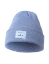 Czapka damska beanie klasyczna z naszywką NIEBIESKI