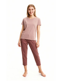 Piżama damska krótki rękaw bawełniana z dekoltem V