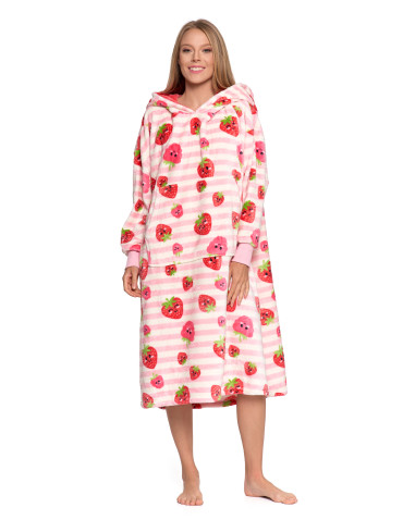 Kocobluzy - Kocobluza damska z kapturem i kieszenią w truskawkę RÓŻOWY - produkt 8