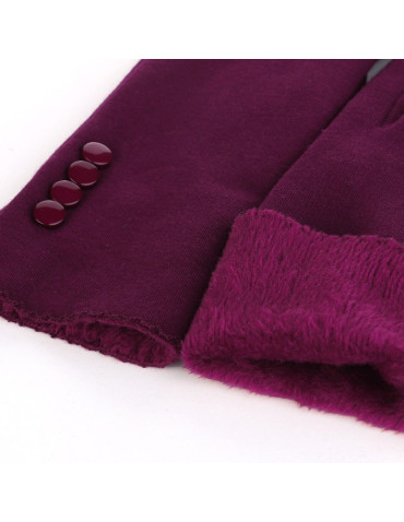 Rękawiczki - Rękawiczki damskie ocieplane z guzikami BORDOWY - produkt 2