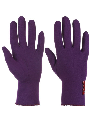 Rękawiczki - Rękawiczki damskie ocieplane z guzikami FIOLETOWY - produkt 1
