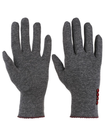 Rękawiczki - Rękawiczki damskie ocieplane z guzikami GRAFIT - produkt 1