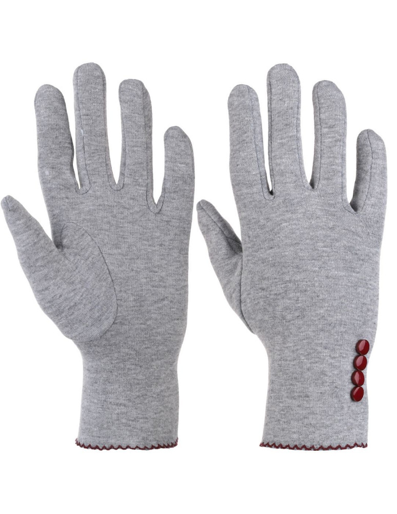 Rękawiczki damskie ocieplane z guzikami SZARY
