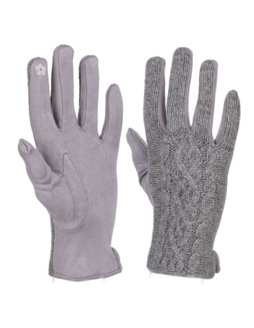 Rękawiczki - Rękawiczki damskie sweterkowe z wełną SZARY - produkt 1