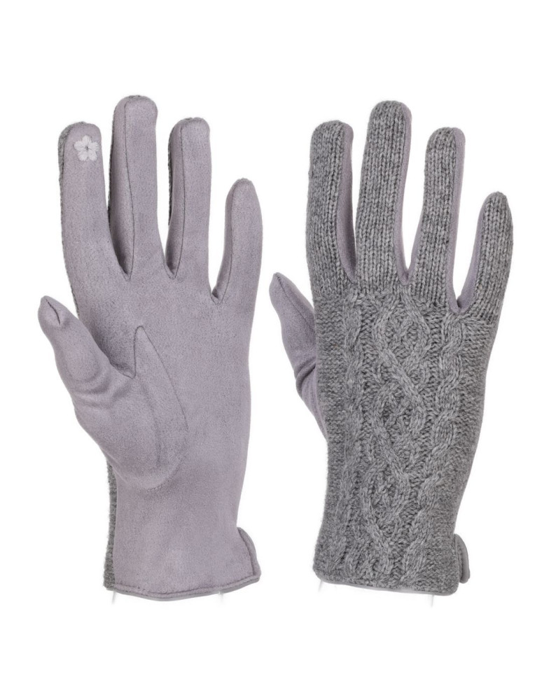 Rękawiczki - Rękawiczki damskie sweterkowe z wełną SZARY - produkt moraj.pl 1