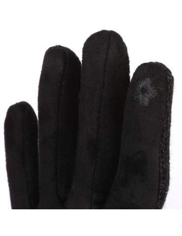 Rękawiczki - Rękawiczki damskie sweterkowe z wełną CZARNY - produkt 2