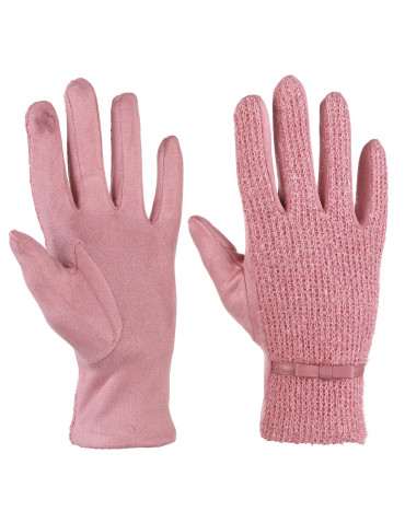 Rękawiczki damskie ażurowe z zamszem