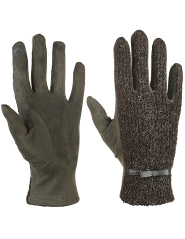 Rękawiczki - Rękawiczki damskie ażurowe z zamszem ZIELONY - produkt 1