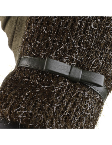 Rękawiczki - Rękawiczki damskie ażurowe z zamszem ZIELONY - produkt 2