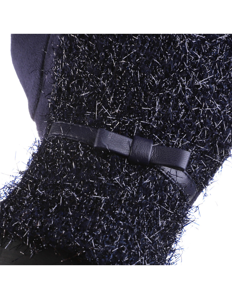 Rękawiczki - Rękawiczki damskie ażurowe z zamszem GRANATOWY  - produkt moraj.pl 2