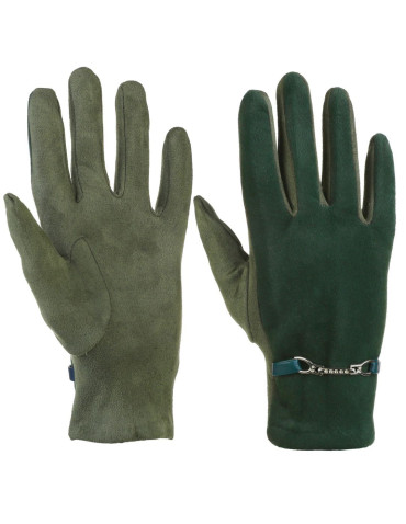 Eleganckie rękawiczki damskie zamszowe z klamrą