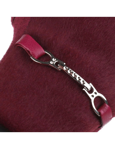 Rękawiczki - Eleganckie rękawiczki damskie zamszowe z klamrą BORDOWY - produkt 2