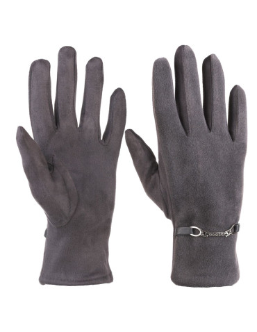 Eleganckie rękawiczki damskie zamszowe z klamrą