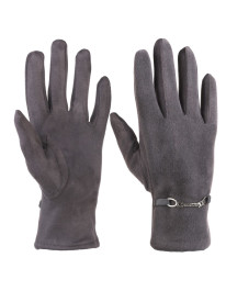 Eleganckie rękawiczki damskie zamszowe z klamrą