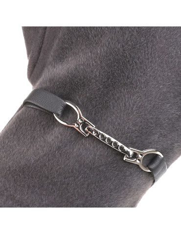 Eleganckie rękawiczki damskie zamszowe z klamrą  - produkt 2