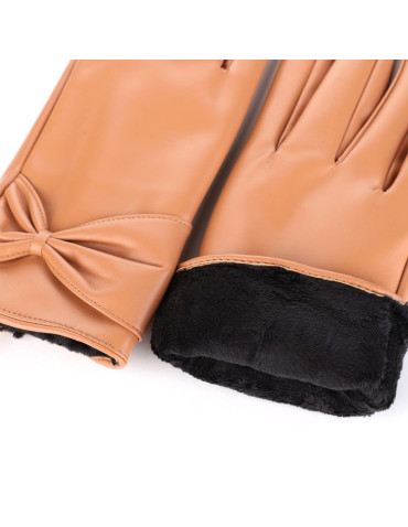 Rękawiczki damskie z eko skóry ocieplane futerkiem  - produkt 2