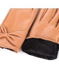 Rękawiczki damskie z eko skóry ocieplane futerkiem  - produkt 2