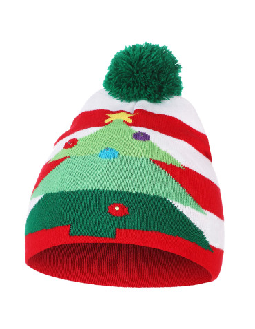 Czapki - Czapka świąteczna LED z pomponem WZÓR 3 - produkt 1