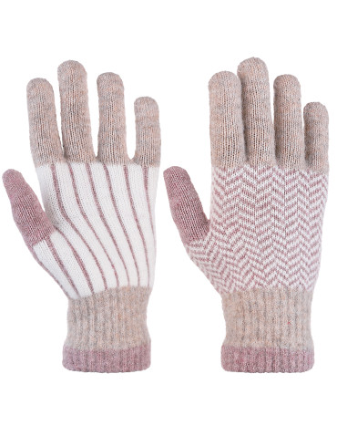 Rękawiczki - Rękawiczki damskie dzianinowe RÓŻOWY - produkt 1